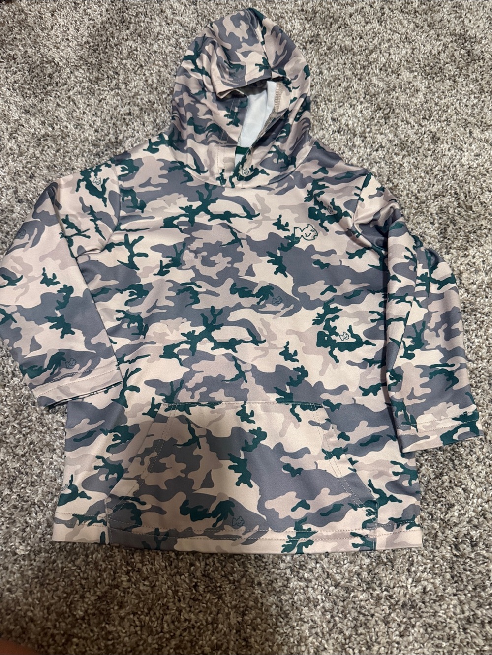 Toddler Camo Pullover Hoodie in Gray & Green